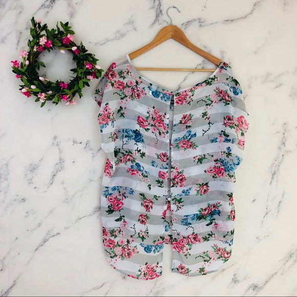 🌸SOLD🌸Torrid Button Back Floral Sheer Blouse - Picture 7 of 7